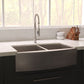 ZLINE 36" Niseko Farmhouse Apron Mount Double Bowl Satin Stainless Steel Kitchen Sink with Bottom Grid, SA50D-36S