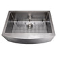 ZLINE 30" Zermatt Farmhouse Apron Mount Single Bowl Satin Stainless Steel Kitchen Sink with Bottom Grid, SAS-30S