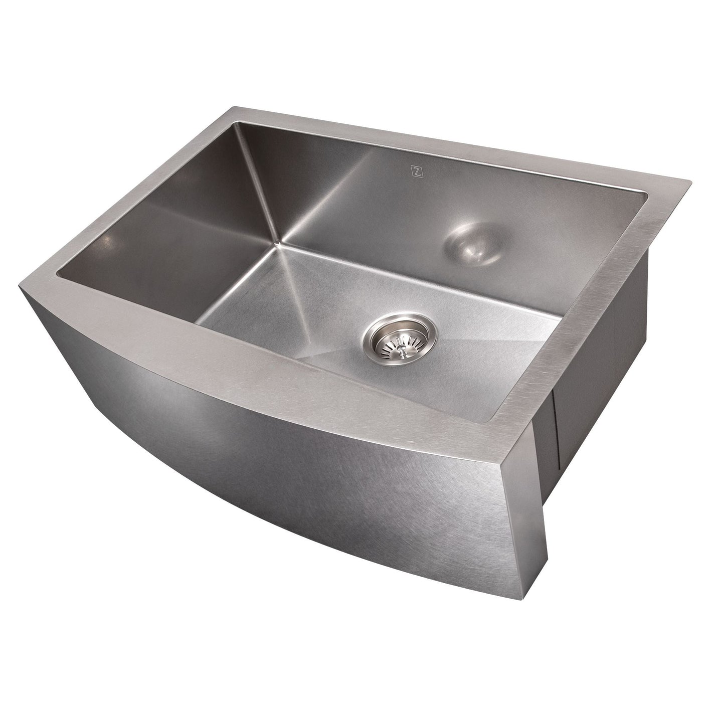 ZLINE 30" Zermatt Farmhouse Apron Mount Single Bowl Satin Stainless Steel Kitchen Sink with Bottom Grid, SAS-30S