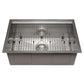 ZLINE 27" Garmisch Undermount Single Bowl Satin Stainless Steel Kitchen Sink with Bottom Grid and Accessories, SLS-27S