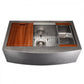 ZLINE 33" Moritz Farmhouse Apron Mount Single Bowl Satin Stainless Steel Kitchen Sink with Bottom Grid and Accessories, SLSAP-33S