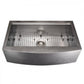 ZLINE 33" Moritz Farmhouse Apron Mount Single Bowl Satin Stainless Steel Kitchen Sink with Bottom Grid and Accessories, SLSAP-33S