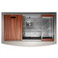 ZLINE 33" Moritz Farmhouse Apron Mount Single Bowl Satin Stainless Steel Kitchen Sink with Bottom Grid and Accessories, SLSAP-33S