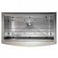 ZLINE 33" Moritz Farmhouse Apron Mount Single Bowl Satin Stainless Steel Kitchen Sink with Bottom Grid and Accessories, SLSAP-33S