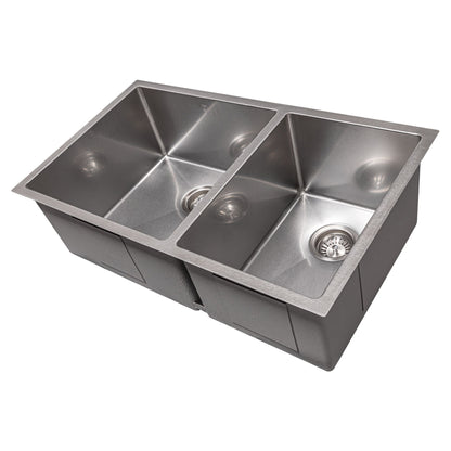 ZLINE 33" Chamonix Undermount Double Bowl Satin Stainless Steel Kitchen Sink with Bottom Grid, SR60D-33S