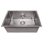 ZLINE 27" Meribel Undermount Single Bowl Satin Stainless Steel Kitchen Sink with Bottom Grid, SRS-27S