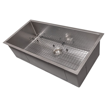 ZLINE 36" Meribel Undermount Single Bowl Satin Stainless Steel Kitchen Sink with Bottom Grid, SRS-36S