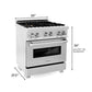 ZLINE 30" 4.0 cu. ft. Legacy Dual Fuel Range with Gas Cooktop and Electric Convection Oven in Satin Stainless Steel with 4 Brass Burners and Griddle, RAS-SN-BR-GR-30