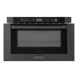 ZLINE 24" Built-in Microwave Drawer with a Traditional Handle in Black Stainless Steel