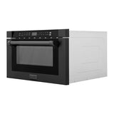 ZLINE 24" Built-in Microwave Drawer with a Traditional Handle in Black Stainless Steel