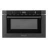 ZLINE 24" Built-in Microwave Drawer with a Traditional Handle in Black Stainless Steel