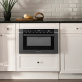 ZLINE 24" Built-in Microwave Drawer with a Traditional Handle in Black Stainless Steel