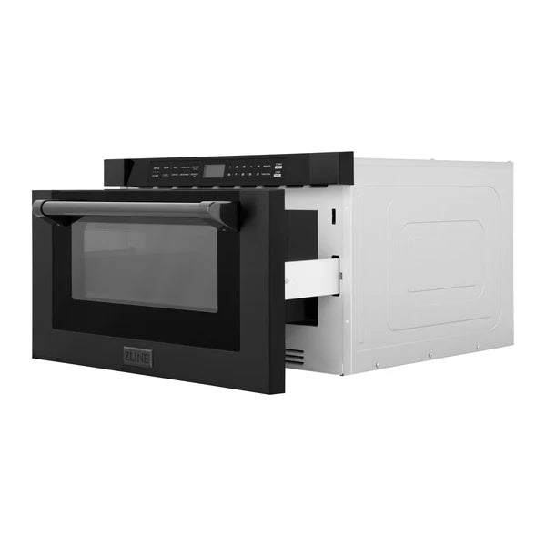 ZLINE 24" Built-in Microwave Drawer with a Traditional Handle in Black Stainless Steel