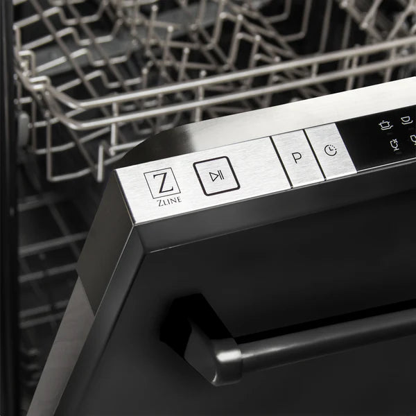 ZLINE 18" Built-in Dishwasher with Traditional Style Handle in Black Stainless Steel