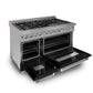 ZLINE Appliance Package - 48" Dual Fuel Range with Black Matte Door and Convertible Vent Range Hood in Satin Stainless Steel, 2KP-RASBLMRH48