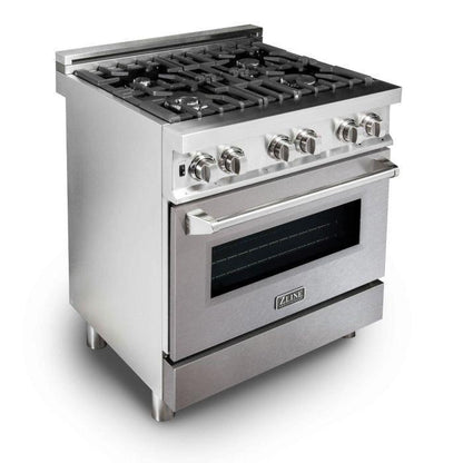 ZLINE 30" 4.0 cu. ft. Legacy Dual Fuel Range with 4 Burner Gas Cooktop and Electric Convection Oven in Stainless Steel with Satin Stainless Steel Door, RA-SN-30