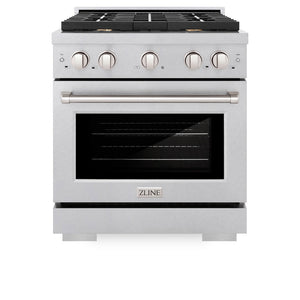 ZLINE 30" 4.2 cu. ft. Paramount Gas Range with Convection Gas Oven in Satin Stainless Steel with 4 Brass Burners, SGRS-BR-30