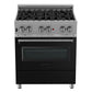 ZLINE 30" 4.0 cu. ft. Legacy Dual Fuel Range with 4 Burner Gas Cooktop and Electric Convection Oven in Satin Stainless Steel and Black Matte Door, RAS-BLM-30
