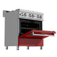 ZLINE 30" Dual Fuel Range in Satin Stainless Steel with Red Matte Door & 30" Range Hood Appliance Package, 2KP-RASRMRH30