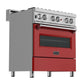 ZLINE 30" Dual Fuel Range in Satin Stainless Steel with Red Matte Door & 30" Range Hood Appliance Package, 2KP-RASRMRH30