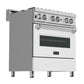 ZLINE Kitchen and Bath 30 in. Dual Fuel Range in Satin Stainless Steel with White Matte Door & 30 in. Range Hood Appliance Package, 2KP-RASWMRH30