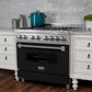 ZLINE 36" Dual Fuel Range in Satin Stainless Steel with Black Matte Door & 36" Range Hood Appliance Package, 2KP-RASBLMRH36