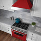 ZLINE 36" 4.6 cu. ft. Legacy Dual Fuel Range with 6 Burner Gas Cooktop and Electric Convection Oven in Satin Stainless Steel and Red Matte Door, RAS-RM-36