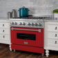 ZLINE 36" 4.6 cu. ft. Legacy Dual Fuel Range with 6 Burner Gas Cooktop and Electric Convection Oven in Satin Stainless Steel and Red Matte Door, RAS-RM-36