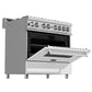 ZLINE 36" Dual Fuel Range in Satin Stainless Steel with White Matte Door & 36" Range Hood Appliance Package, 2KP-RASWMRH36