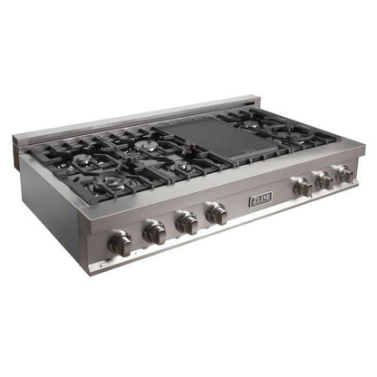 ZLINE 48" Legacy Gas Rangetop with 7 Burners and Porcelain Cooktop in Satin Stainless Steel, RTS-48