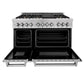 ZLINE 48" 6.0 cu. ft. Legacy Dual Fuel Range with Gas Cooktop and 2 Electric Ovens in Satin Stainless Steel with 6 Brass Burners and Griddle, RAS-SN-BR-GR-48