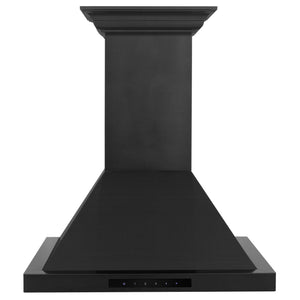 ZLINE 30 in. Black Stainless Steel Indoor Wall Range Hood with BlueTooth Crown Molding, BSKBNCRN-BT-30