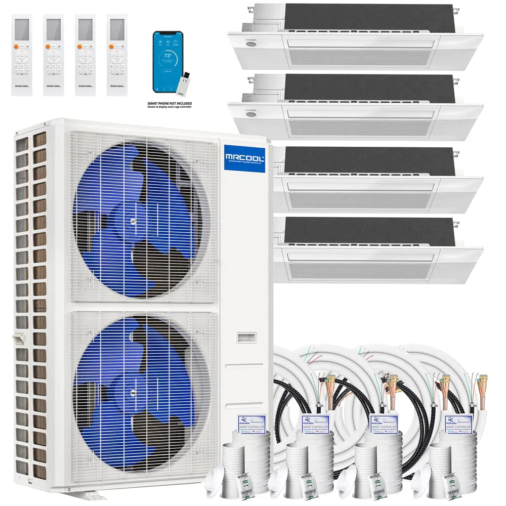 MRCOOL DIY 4th Gen 4 Zone 48,000 BTU 21 SEER (12K + 12K + 12K + 18K) Ductless Mini Split AC and Heat Pump with Ceiling Cassettes - 230V