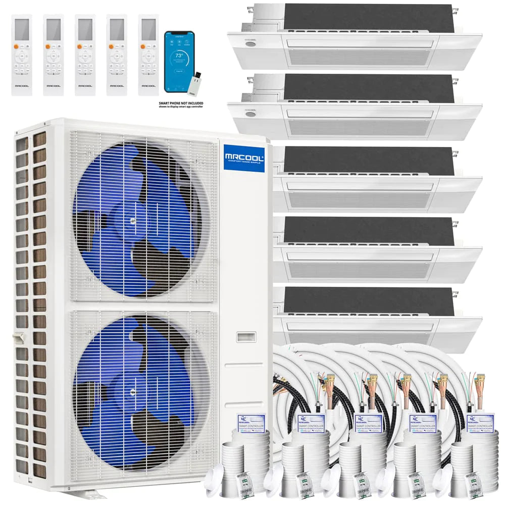 MRCOOL DIY 4th Gen 5-Zone 48,000 BTU 21 SEER (9K + 9K + 9K + 9K + 9K) Ductless Mini Split AC and Heat Pump with Ceiling Cassettes - 230V